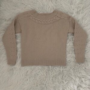 ANN TAYLOR Light Tan Knit Sweater with Cashmere and Cable-Knit Accents
